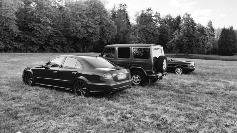 W211 – 2021-05 – Wiesenshooting mit Diesela und dem Audi nach einem Treffen mit Freunden