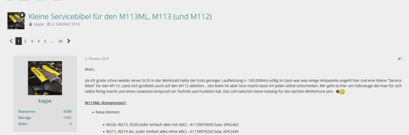 Infos Mercedes Motor, Getriebe – Kleine Servicebibel für den M113ML, M113 (und M112)